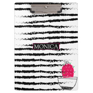 Porte-bloc Cactus noir blanc motif rayé