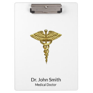 Porte-bloc Caducée en or Médicale professionnel