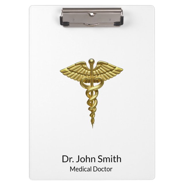 Porte-bloc Caducée en or Médicale professionnel (Devant)