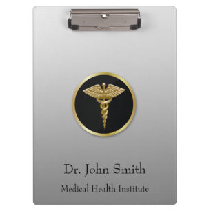 Porte-bloc Caducée Médicale professionnel d'or - porte - bloc