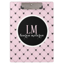 Porte-bloc Cahier Monogramme Ruban Rose et Noir