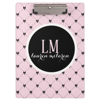 Porte-bloc Cahier Monogramme Ruban Rose et Noir