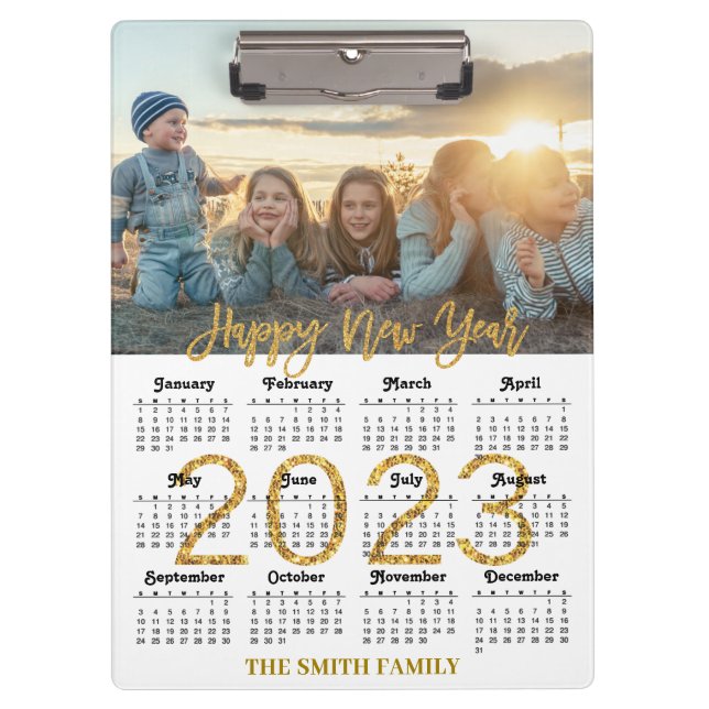 Porte-bloc Calendrier 2023 Parties scintillant d'or moderne S (Devant)