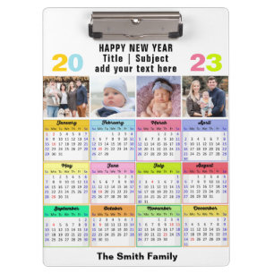 Porte-bloc Calendrier 2023 Personnalisé Famille 4 Photo Moder