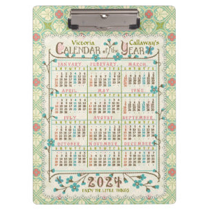 Porte-bloc Calendrier de l'année 2024 Art Nouveau victorien  