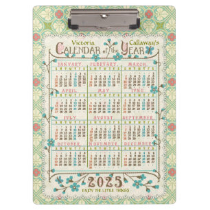 Porte-bloc Calendrier de l'année 2025 Art Nouveau victorien  
