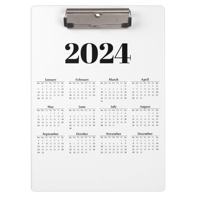 Porte-bloc Calendrier mensuel 2024 | N'importe quel arrière - (Devant)