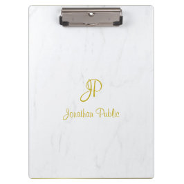 Porte-bloc Calligraphie Script or Monogramme Marbre élégant