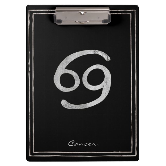 Porte-bloc Cancer le crabe martelé argent stylisé astrologie (Devant)