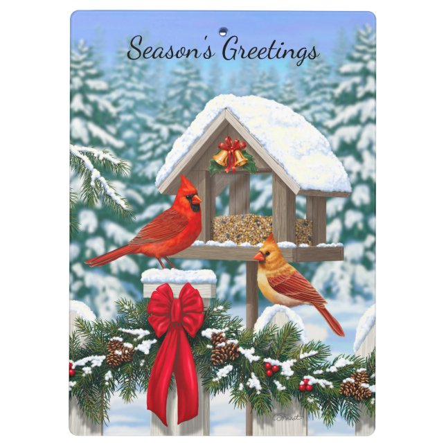 Porte-bloc Cardinaux et nourriciers d'oiseaux de Noël (Dos)