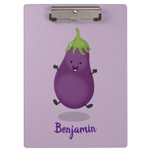 Porte-bloc Caricature d'aubergine d'aubergine joliment heureu