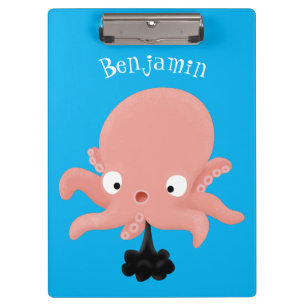 Porte-bloc Caricature de bébé pieuvre rose mignonne humour