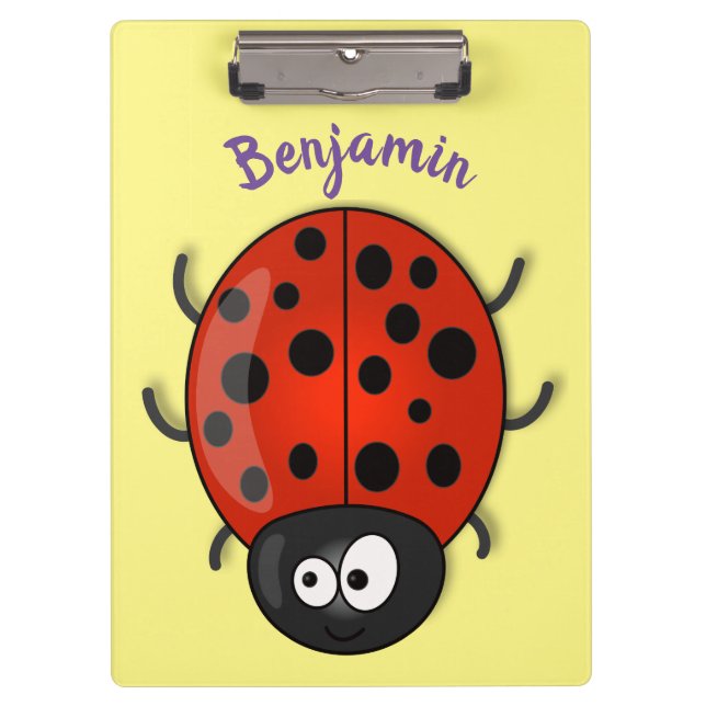 Porte-bloc Caricature de coccinelle rouge joyeux (Devant)