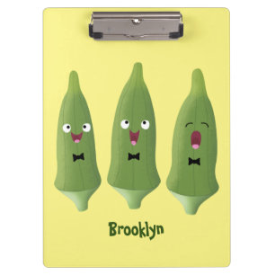 Porte-bloc Caricature de légumes de l'okra chantante mignonne