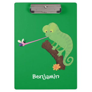 Porte-bloc Caricature de lézard de caméléon vert joyeux