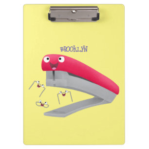 Porte-bloc Caricature en agrafeuse rouge pâle