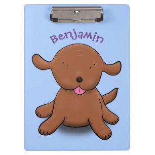 Porte-bloc Caricature en bleu pour chien de chiot joyeux