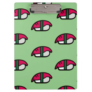 Porte-bloc Caricature Kawaii Sushi, Riz aux poissons et Clipb