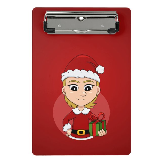 Porte-bloc Caricature pour fille de Noël mini porte - bloc (Devant)