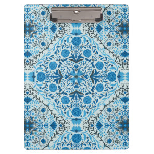Porte-bloc Carreaux à fleurs bleus