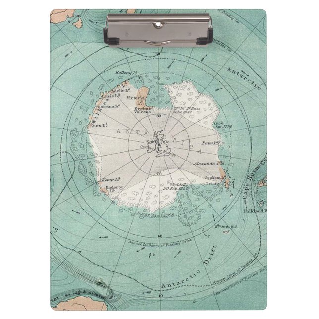 Porte-bloc Carte antique de l'Antarctique (Devant)