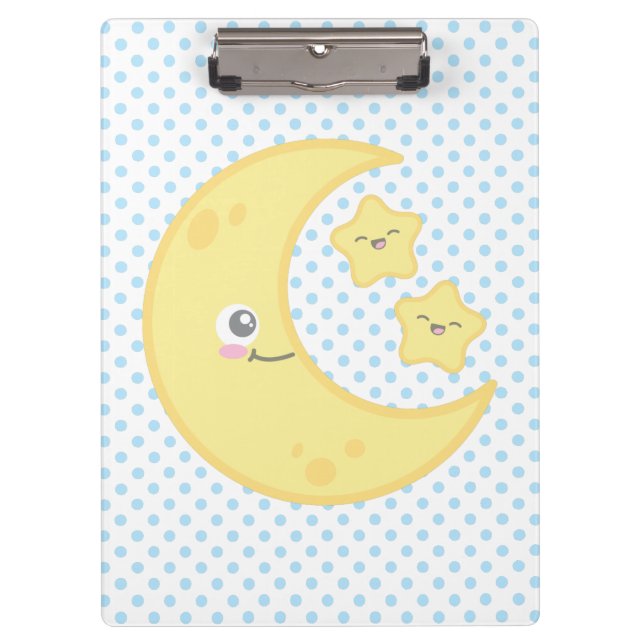 Porte-bloc Carte Clip Kawaii Moon et Stars (Devant)