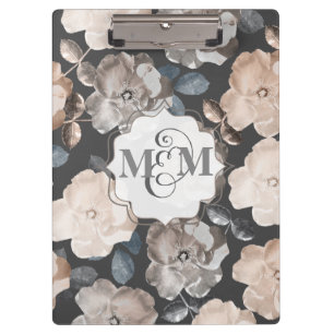 Porte-bloc Carte Clip Monogram Mariage Rose vintage
