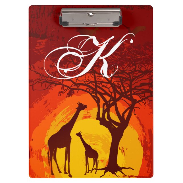 Porte-bloc Carte Clip Personnalisée African Safari Giraffe Su (Devant)