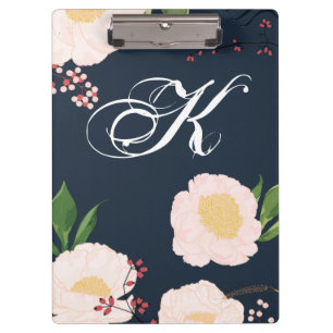 Porte-bloc Carte Clip personnalisée Fleurs florales blanches 