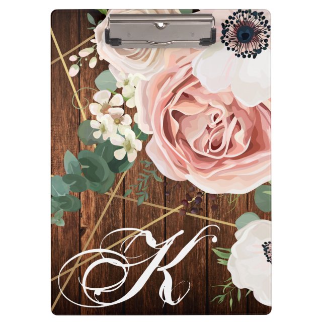 Porte-bloc Carte Clip personnalisée Géométrique Rose de jardi (Devant)
