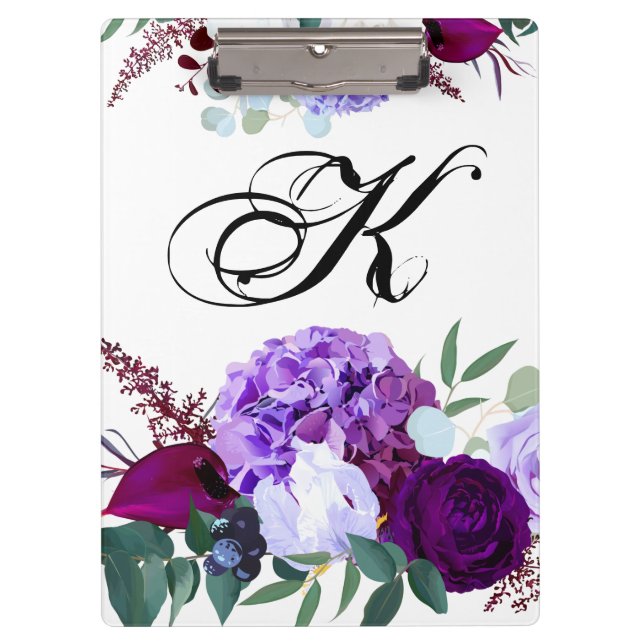 Porte-bloc Carte Clip personnalisée Lavender Hibiscus sur Whi (Devant)