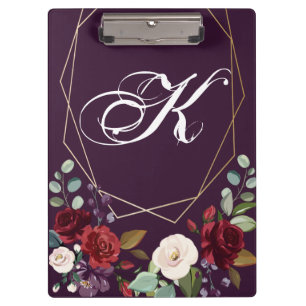 Porte-bloc Carte Clip Personnalisée Plum violet Rose Gold Geo