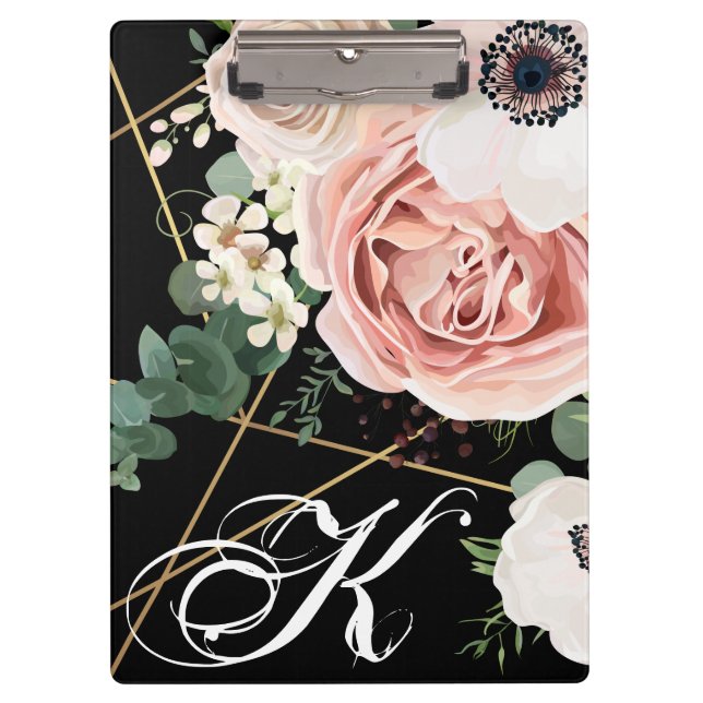 Porte-bloc Carte clipart personnalisée Rose de jardin géométr (Devant)