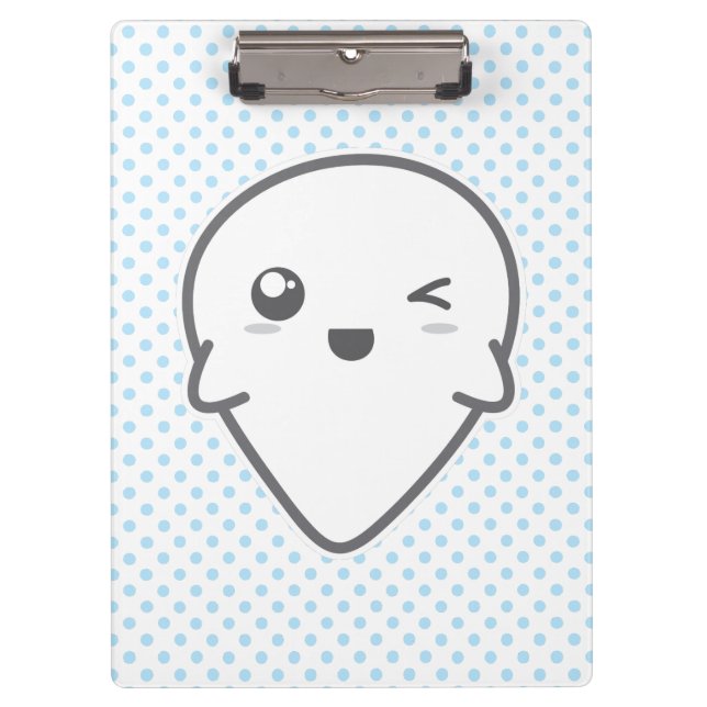 Porte-bloc Carte clipart pour fantôme Kawaii Winking (Devant)