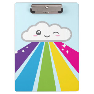 Porte-bloc Carte Cloud Kawaii et Rainbow Clip