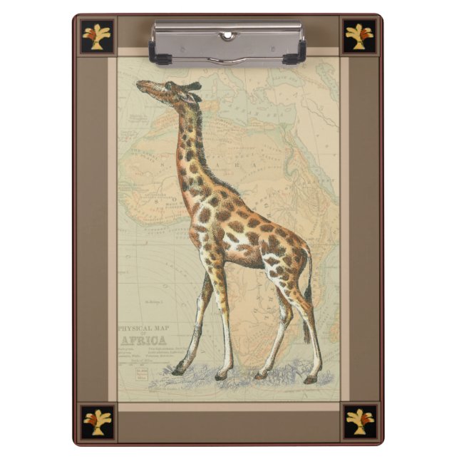 Porte-bloc Carte de l'Afrique et une girafe (Devant)