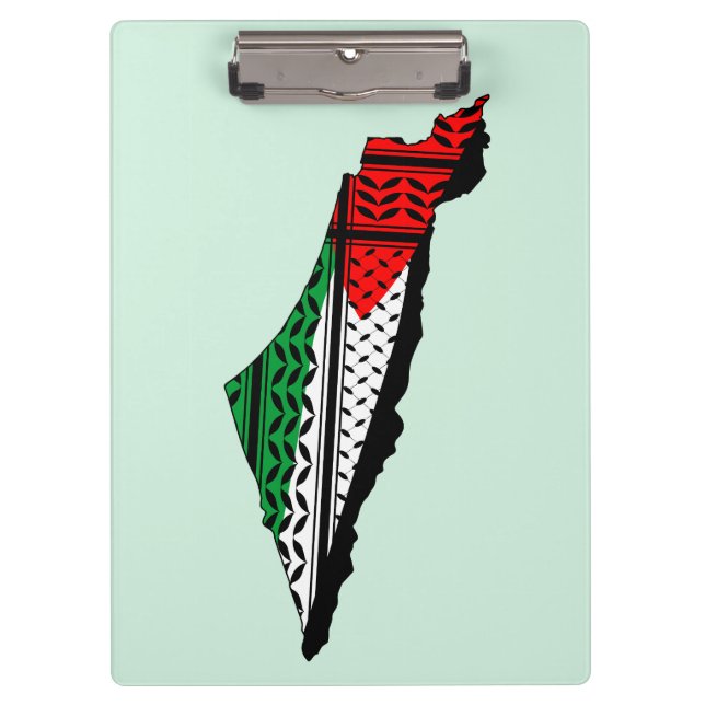 Porte-bloc Carte de Palestine avec drapeau et Motif Keffiyeg (Devant)