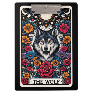 Porte-bloc Carte de tarot du loup   Animal mystique