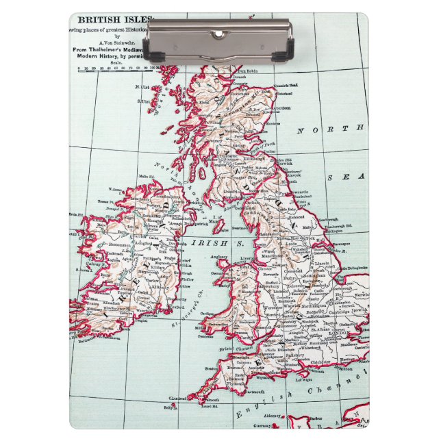 Porte-bloc CARTE : ÎLES BRITANNIQUES, c1890 (Devant)