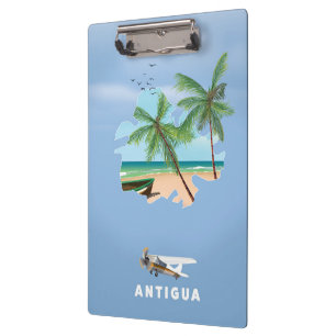 Porte-bloc Carte illustrée d'Antigua affiche de voyage