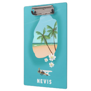 Porte-bloc Carte illustrée de l'île caraïbe de Nevis.
