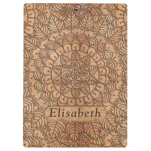 Porte-bloc Cercles floraux en bois sculpté Mandala Personnal