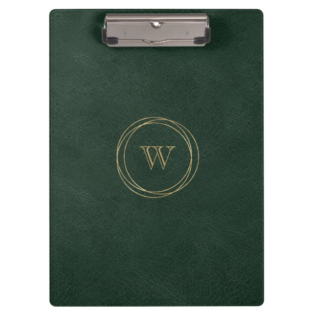 Porte-bloc Cercles géométriques dorés Monogramme vert (Devant)