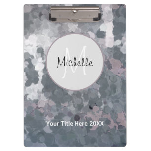 Porte-bloc Cercles gris rose moderne Monogramme tendance