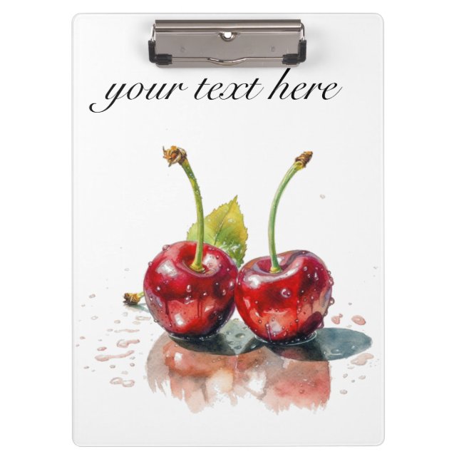 Porte-bloc Cerises amoureuses en Aquarelle, sur mesure (Devant)
