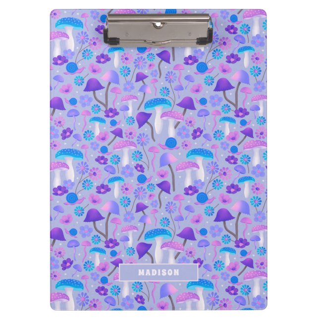 Porte-bloc Champignons et fleurs de rêve Turquoise violet (Devant)