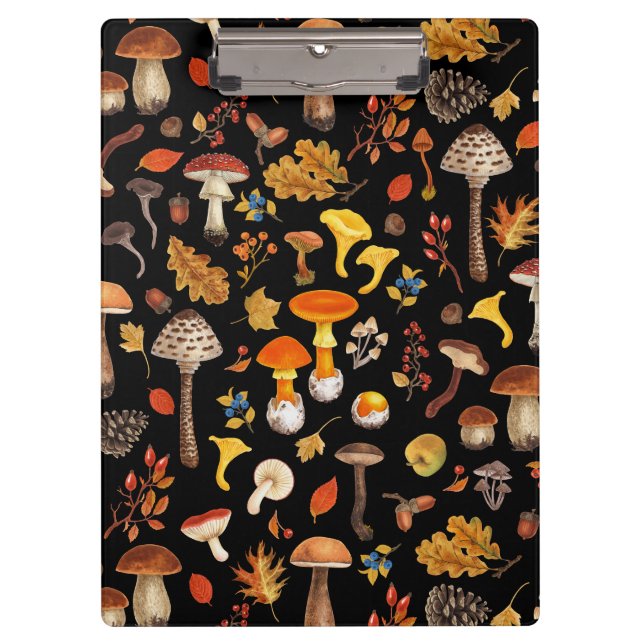 Porte-bloc Champignons sauvages sur le noir (Devant)