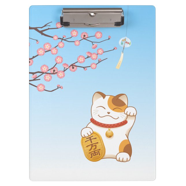 Porte-bloc Chat Calico Lucky Japonais, Maneki Neko (Devant)