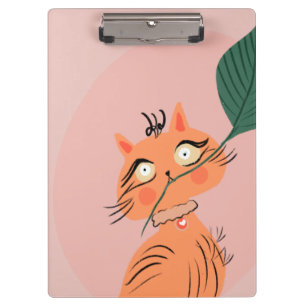 Porte-bloc Chat drôle plante feuille dessin animé