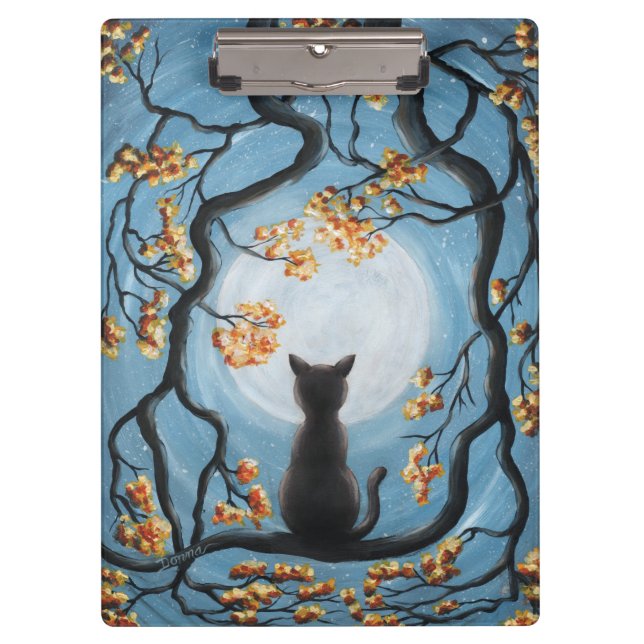 Porte-bloc Chat lunatique dans la peinture de Pleine lune (Devant)